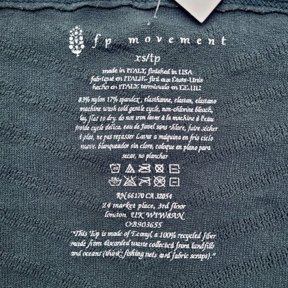 RARE Free People FP Movement Gone Adrift Long Sleeve Top Thundercloud Teal Sz XS - Picture 7 of 7